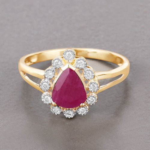 1.31 Carat Genuine Ruby and White Diamond 10K Yellow Gold Ring - Rings - Custom Crafting Alliance, LLC