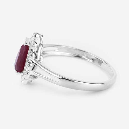 1.31 Carat Genuine Ruby and White Diamond 14K White Gold Ring - Rings - Custom Crafting Alliance, LLC