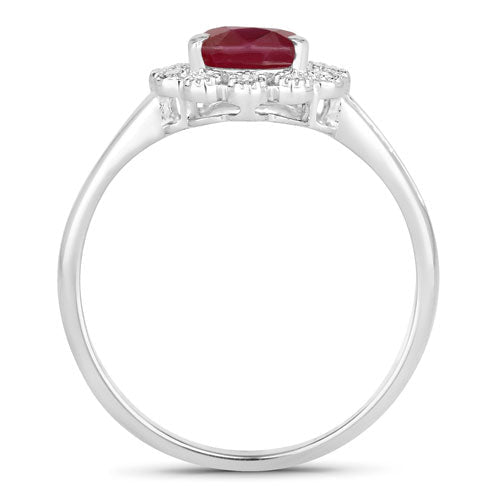 1.31 Carat Genuine Ruby and White Diamond 14K White Gold Ring - Rings - Custom Crafting Alliance, LLC