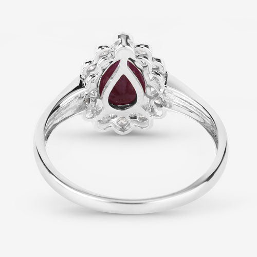 1.31 Carat Genuine Ruby and White Diamond 14K White Gold Ring - Rings - Custom Crafting Alliance, LLC
