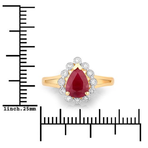1.31 Carat Genuine Ruby and White Diamond 14K Yellow Gold Ring - Rings - Custom Crafting Alliance, LLC