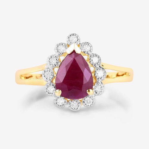 1.31 Carat Genuine Ruby and White Diamond 14K Yellow Gold Ring - Rings - Custom Crafting Alliance, LLC