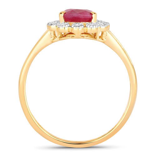1.31 Carat Genuine Ruby and White Diamond 14K Yellow Gold Ring - Rings - Custom Crafting Alliance, LLC