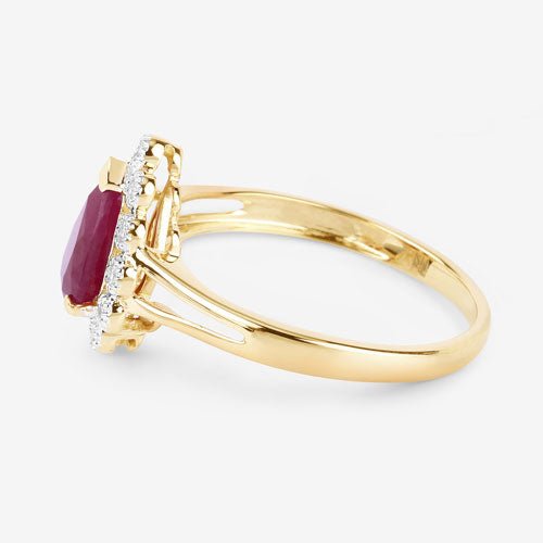 1.31 Carat Genuine Ruby and White Diamond 14K Yellow Gold Ring - Rings - Custom Crafting Alliance, LLC