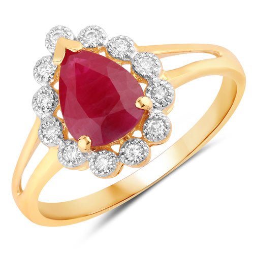 1.31 Carat Genuine Ruby and White Diamond 14K Yellow Gold Ring - Rings - Custom Crafting Alliance, LLC