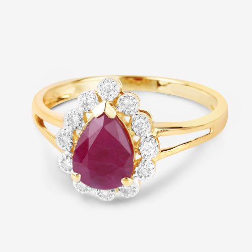 1.31 Carat Genuine Ruby and White Diamond 14K Yellow Gold Ring - Rings - Custom Crafting Alliance, LLC