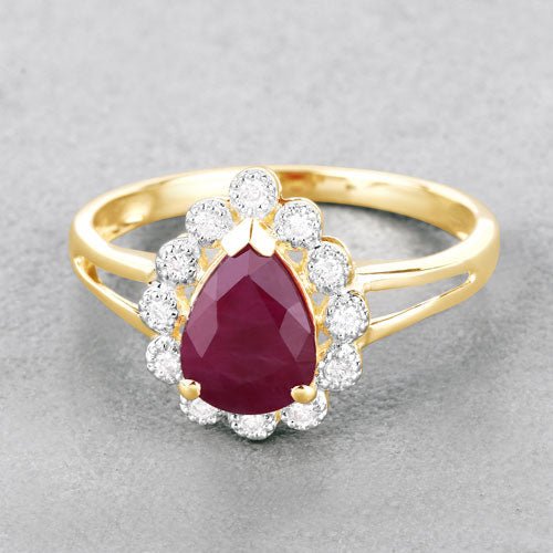 1.31 Carat Genuine Ruby and White Diamond 14K Yellow Gold Ring - Rings - Custom Crafting Alliance, LLC