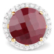 13.10 Carat Dyed Ruby and White Topaz .925 Sterling Silver Ring - Rings - Custom Crafting Alliance, LLC