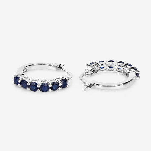 1.32 Carat Genuine Blue Sapphire .925 Sterling Silver Earrings - Earrings - Custom Crafting Alliance, LLC