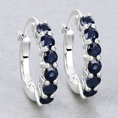 1.32 Carat Genuine Blue Sapphire .925 Sterling Silver Earrings - Earrings - Custom Crafting Alliance, LLC