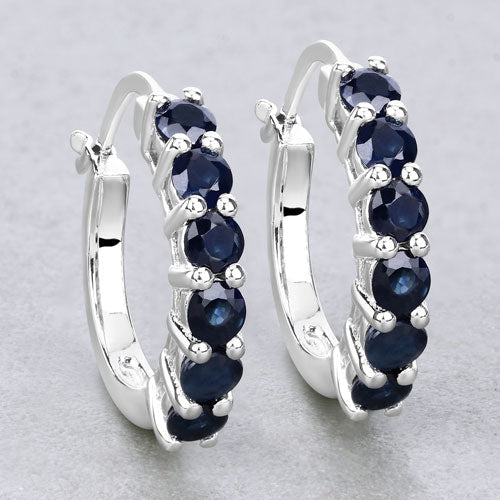 1.32 Carat Genuine Blue Sapphire .925 Sterling Silver Earrings - Earrings - Custom Crafting Alliance, LLC