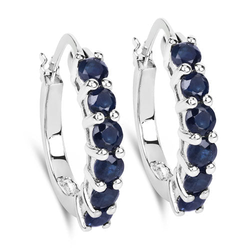 1.32 Carat Genuine Blue Sapphire .925 Sterling Silver Earrings - Earrings - Custom Crafting Alliance, LLC