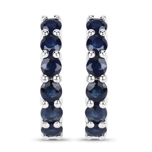 1.32 Carat Genuine Blue Sapphire .925 Sterling Silver Earrings - Earrings - Custom Crafting Alliance, LLC