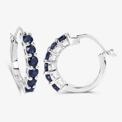 1.32 Carat Genuine Blue Sapphire .925 Sterling Silver Earrings - Earrings - Custom Crafting Alliance, LLC