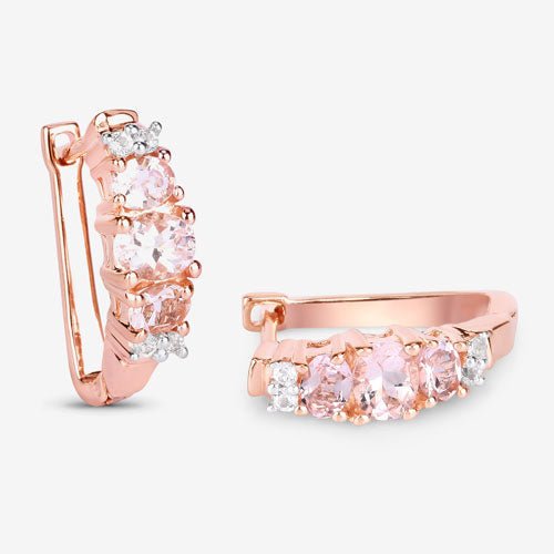 1.32 Carat Genuine Morganite and White Topaz .925 Sterling Silver Earrings - Earrings - Custom Crafting Alliance, LLC