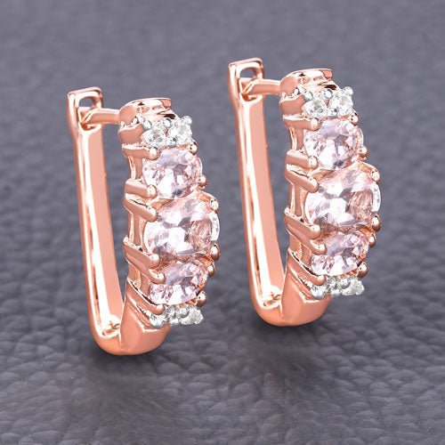 1.32 Carat Genuine Morganite and White Topaz .925 Sterling Silver Earrings - Earrings - Custom Crafting Alliance, LLC