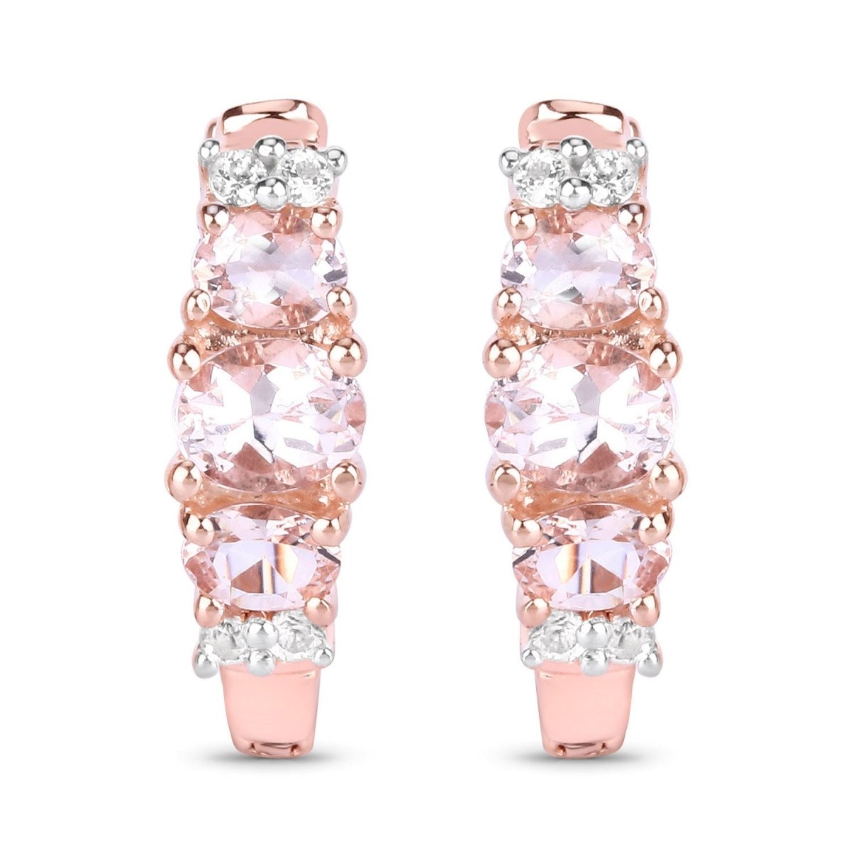 1.32 Carat Genuine Morganite and White Topaz .925 Sterling Silver Earrings - Earrings - Custom Crafting Alliance, LLC