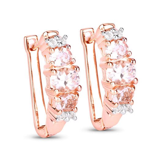 1.32 Carat Genuine Morganite and White Topaz .925 Sterling Silver Earrings - Earrings - Custom Crafting Alliance, LLC