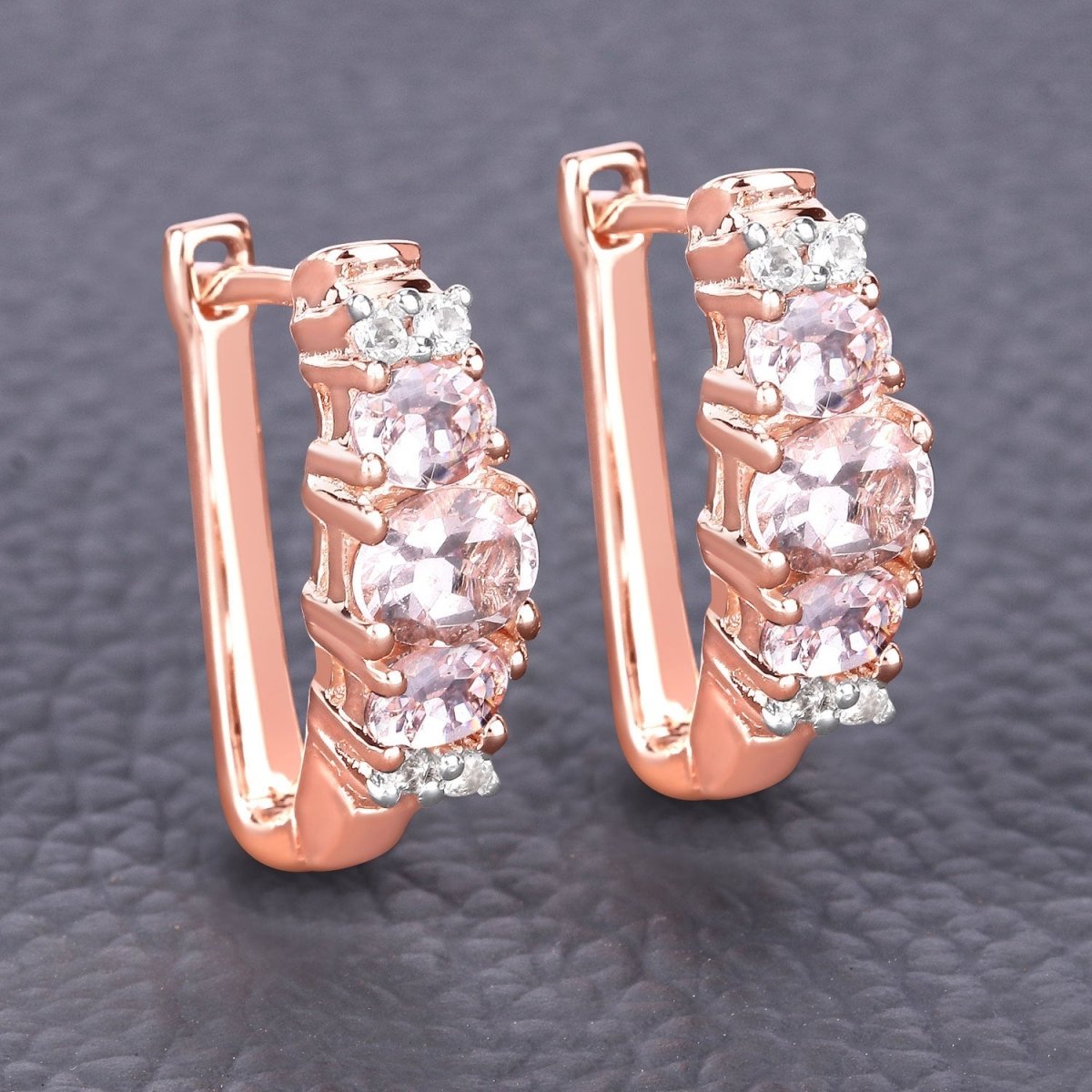 1.32 Carat Genuine Morganite and White Topaz .925 Sterling Silver Earrings - Earrings - Custom Crafting Alliance, LLC