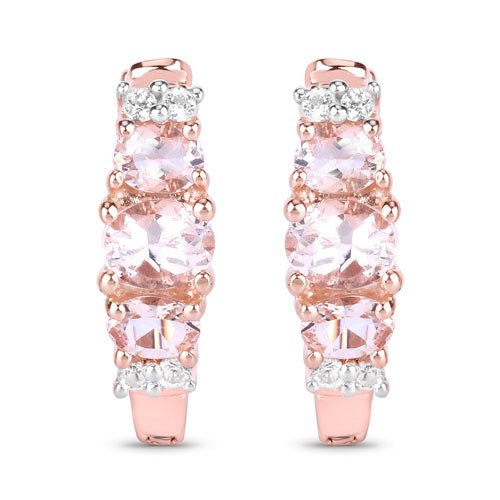 1.32 Carat Genuine Morganite and White Topaz .925 Sterling Silver Earrings - Earrings - Custom Crafting Alliance, LLC