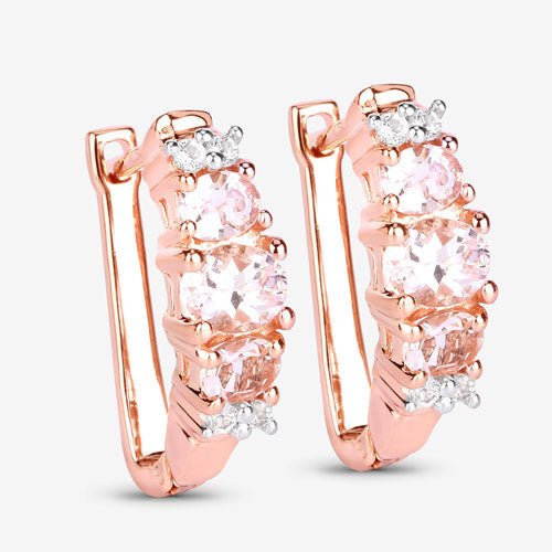 1.32 Carat Genuine Morganite and White Topaz .925 Sterling Silver Earrings - Earrings - Custom Crafting Alliance, LLC