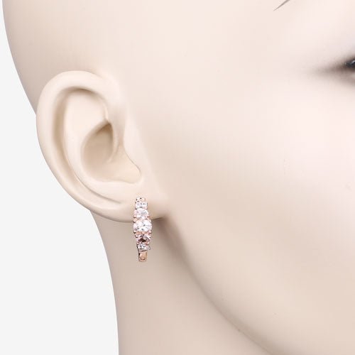 1.32 Carat Genuine Morganite and White Topaz .925 Sterling Silver Earrings - Earrings - Custom Crafting Alliance, LLC