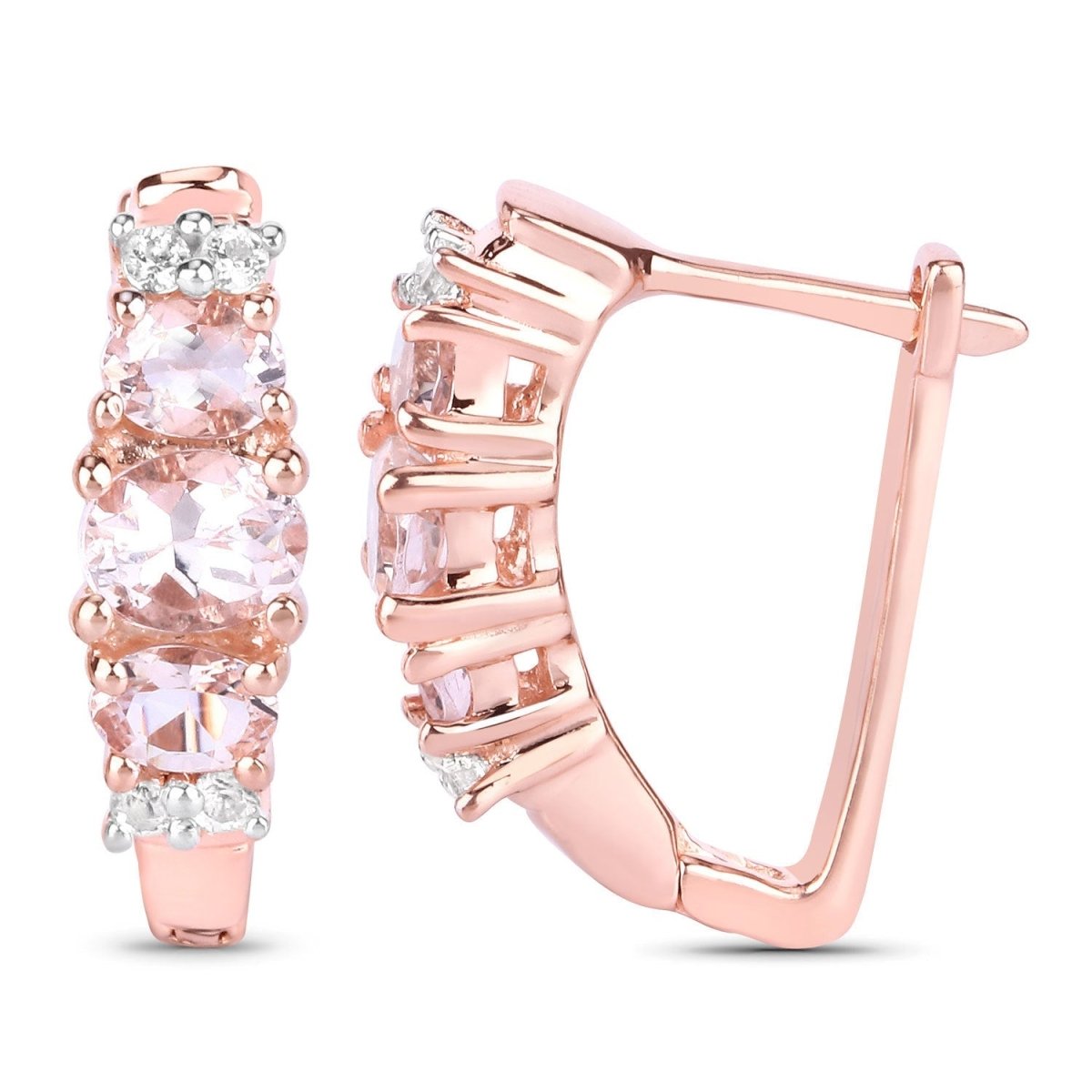 1.32 Carat Genuine Morganite and White Topaz .925 Sterling Silver Earrings - Earrings - Custom Crafting Alliance, LLC