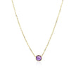 14k Yellow Gold 17 inch Necklace with Round Amethyst