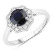 1.34 Carat Genuine Blue Sapphire and White Diamond 10K White Gold Ring - Rings - Custom Crafting Alliance, LLC