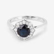 1.34 Carat Genuine Blue Sapphire and White Diamond 10K White Gold Ring - Rings - Custom Crafting Alliance, LLC
