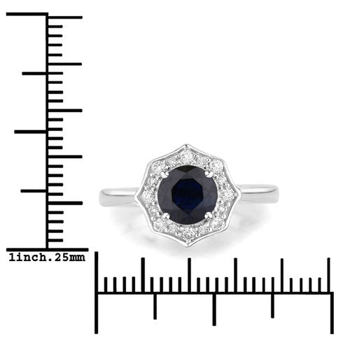 1.34 Carat Genuine Blue Sapphire and White Diamond 10K White Gold Ring - Rings - Custom Crafting Alliance, LLC