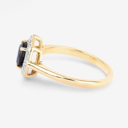 1.34 Carat Genuine Blue Sapphire and White Diamond 10K Yellow Gold Ring - Rings - Custom Crafting Alliance, LLC