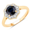 1.34 Carat Genuine Blue Sapphire and White Diamond 10K Yellow Gold Ring - Rings - Custom Crafting Alliance, LLC