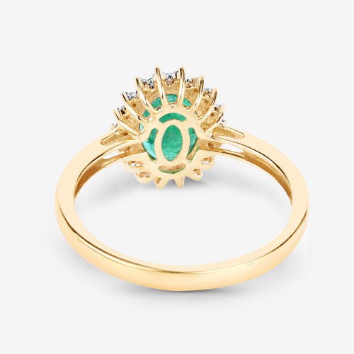 1.34 Carat Genuine Zambian Emerald and White Diamond 10K Yellow Gold Ring - Rings - Custom Crafting Alliance, LLC