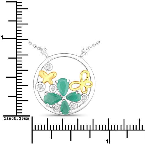 1.35 Carat Genuine Emerald and White Topaz .925 Sterling Silver Pendant - Pendants - Custom Crafting Alliance, LLC