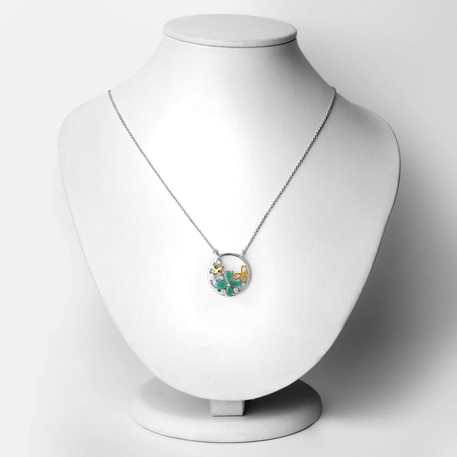 1.35 Carat Genuine Emerald and White Topaz .925 Sterling Silver Pendant - Pendants - Custom Crafting Alliance, LLC