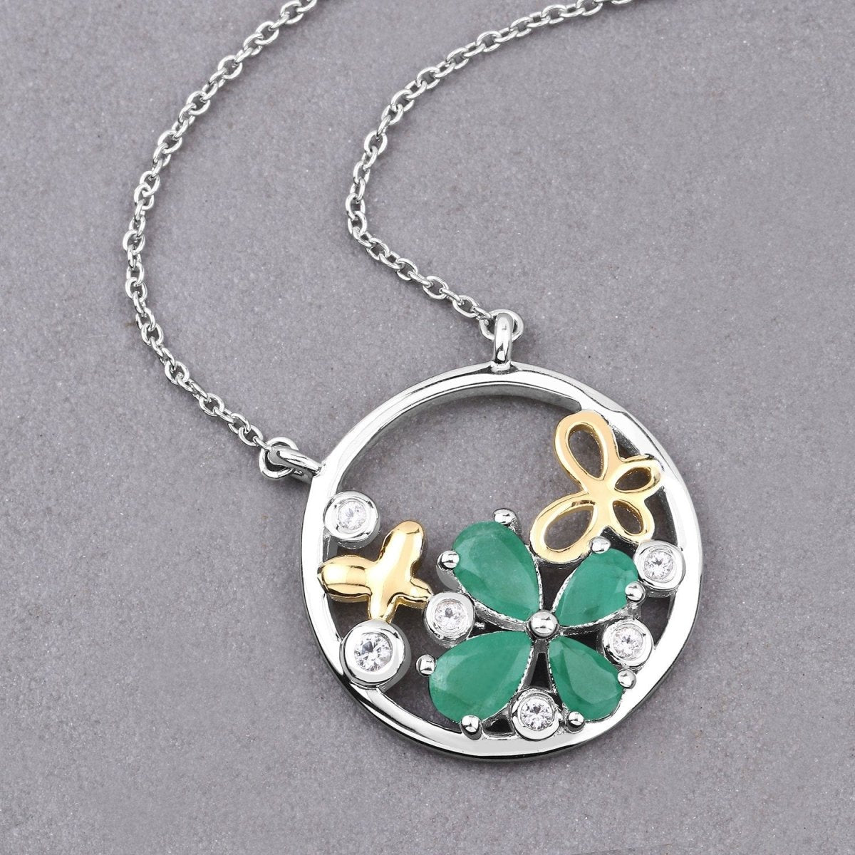 1.35 Carat Genuine Emerald and White Topaz .925 Sterling Silver Pendant - Pendants - Custom Crafting Alliance, LLC