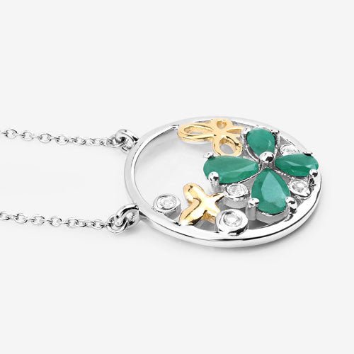 1.35 Carat Genuine Emerald and White Topaz .925 Sterling Silver Pendant - Pendants - Custom Crafting Alliance, LLC
