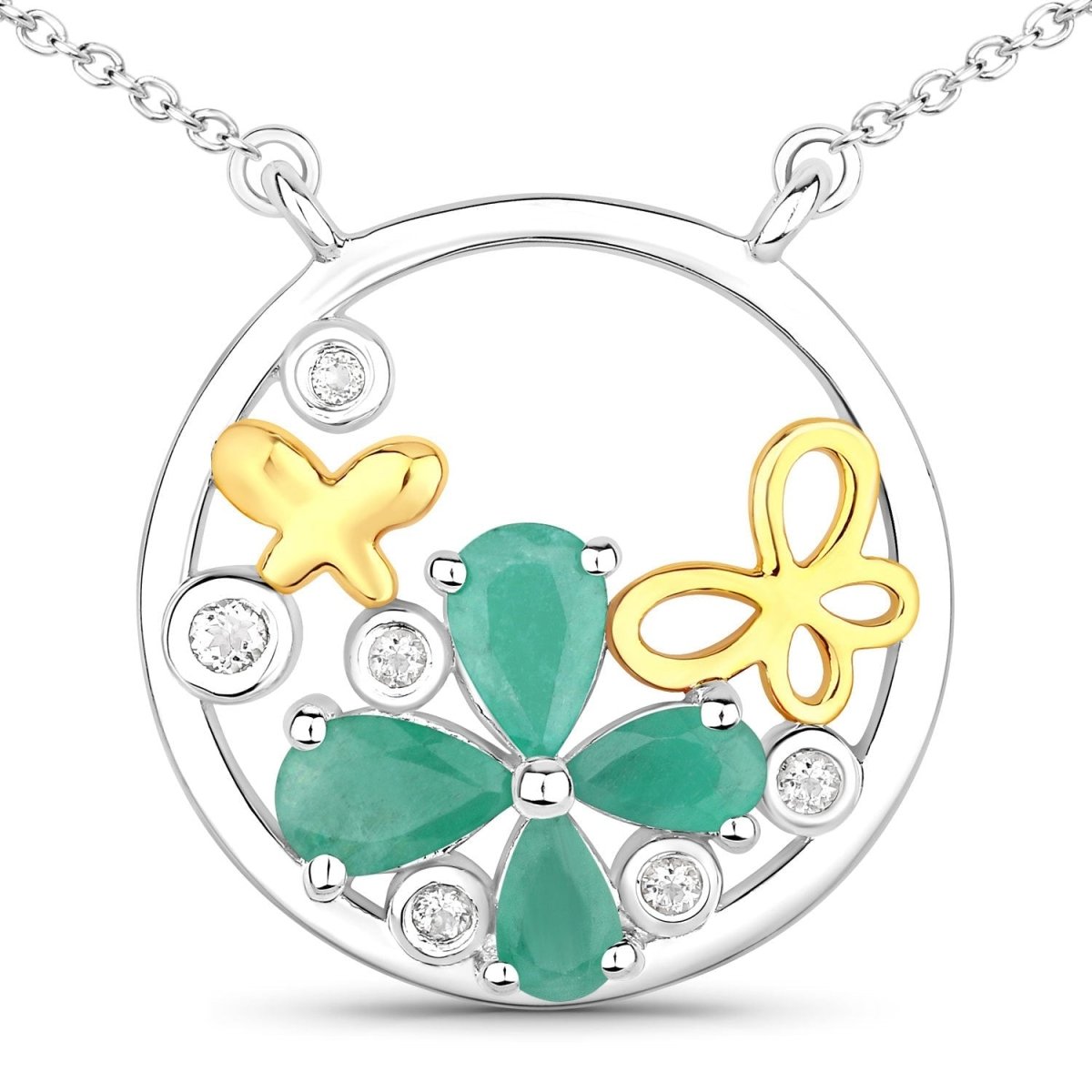 1.35 Carat Genuine Emerald and White Topaz .925 Sterling Silver Pendant - Pendants - Custom Crafting Alliance, LLC
