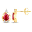 1.36 Carat Genuine Ruby and White Diamond 14K Yellow Gold Earrings - Earrings - Custom Crafting Alliance, LLC