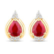 1.36 Carat Genuine Ruby and White Diamond 14K Yellow Gold Earrings - Earrings - Custom Crafting Alliance, LLC