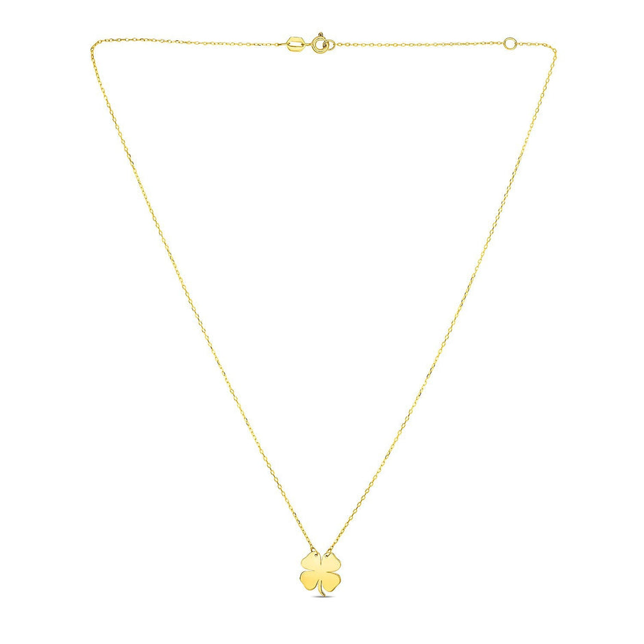 14K Yellow Gold Four Leaf Clover Necklace