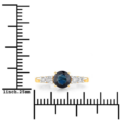 1.38 Carat Genuine Blue Sapphire and White Diamond 14K Yellow Gold Ring - Rings - Custom Crafting Alliance, LLC