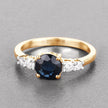 1.38 Carat Genuine Blue Sapphire and White Diamond 14K Yellow Gold Ring - Rings - Custom Crafting Alliance, LLC