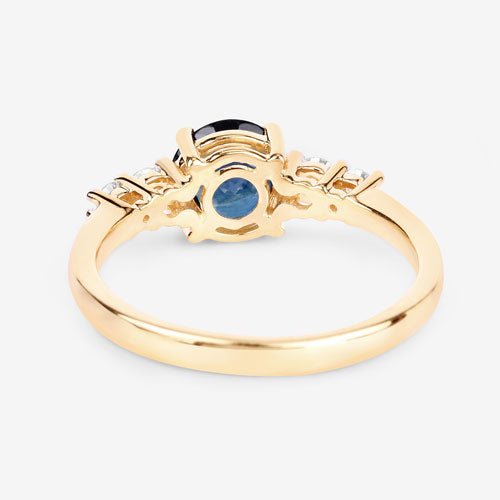 1.38 Carat Genuine Blue Sapphire and White Diamond 14K Yellow Gold Ring - Rings - Custom Crafting Alliance, LLC