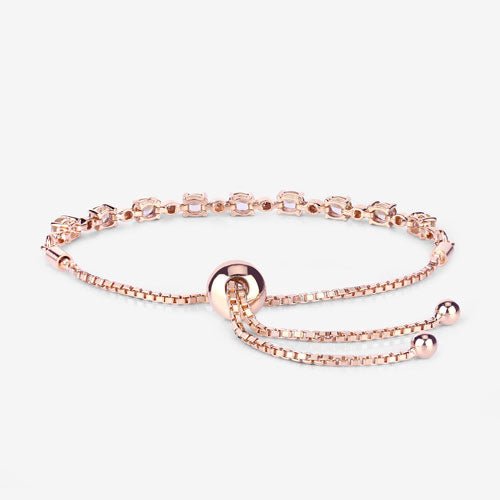1.38 Carat Genuine Morganite and White Diamond .925 Sterling Silver Bracelet - Bracelets - Custom Crafting Alliance, LLC
