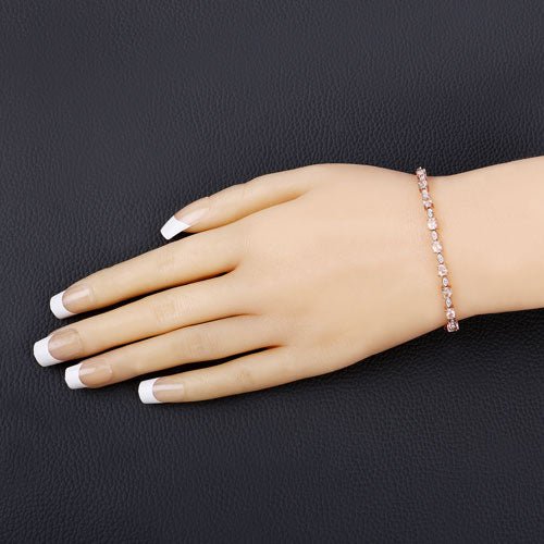 1.38 Carat Genuine Morganite and White Diamond .925 Sterling Silver Bracelet - Bracelets - Custom Crafting Alliance, LLC