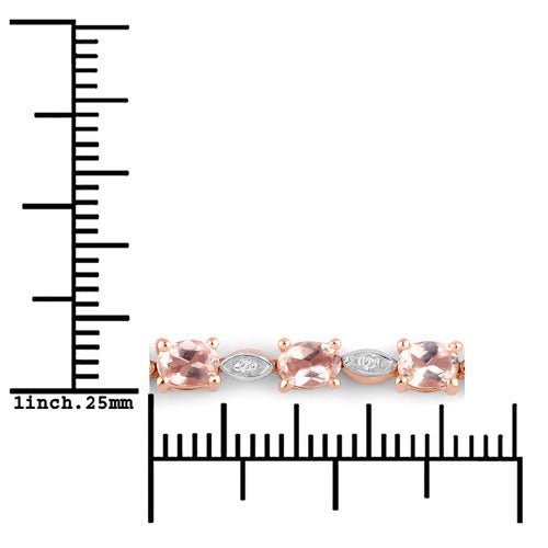 1.38 Carat Genuine Morganite and White Diamond .925 Sterling Silver Bracelet - Bracelets - Custom Crafting Alliance, LLC