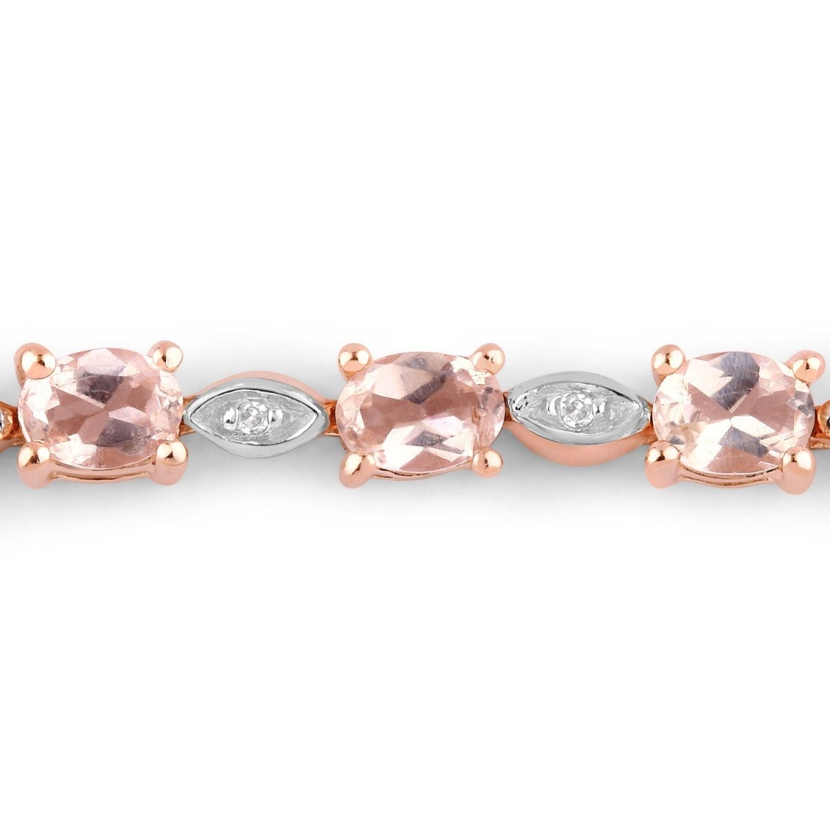 1.38 Carat Genuine Morganite and White Diamond .925 Sterling Silver Bracelet - Bracelets - Custom Crafting Alliance, LLC