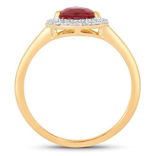 1.38 Carat Genuine Ruby and White Diamond 14K Yellow Gold Ring - Rings - Custom Crafting Alliance, LLC